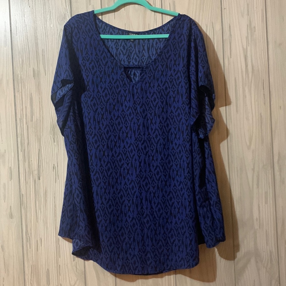 TORRID - Blue/Black Short Sleeve Blouse